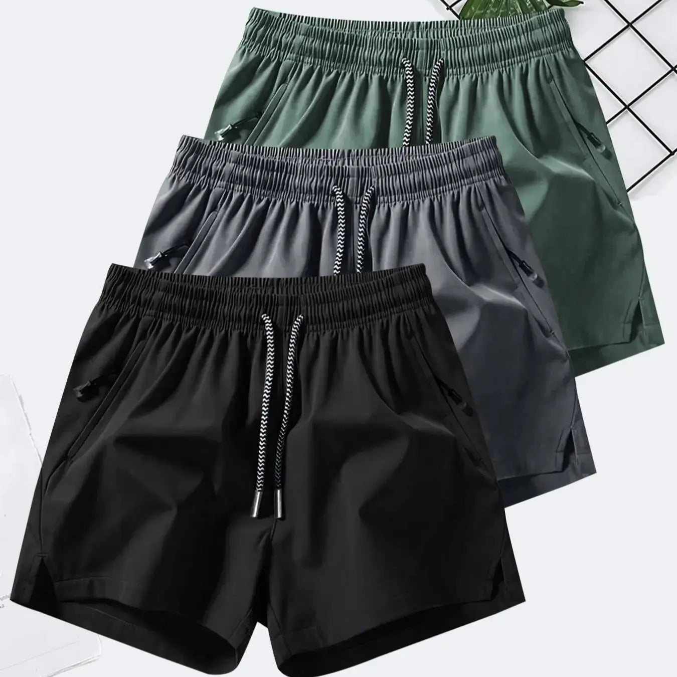 Men's 3-Pack Lightweight Athletic Drawstring Shorts