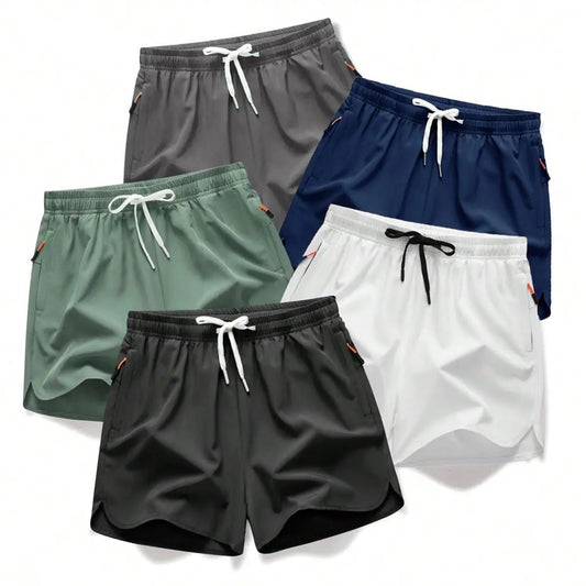 Men's 5-Pack Quick-Dry Drawstring Zipper Pocket Shorts