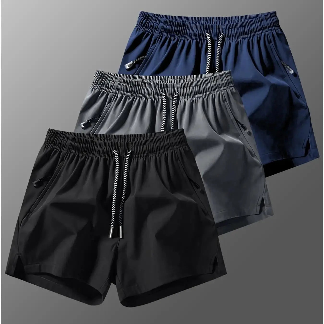 Men's 3-Pack Lightweight Athletic Drawstring Shorts